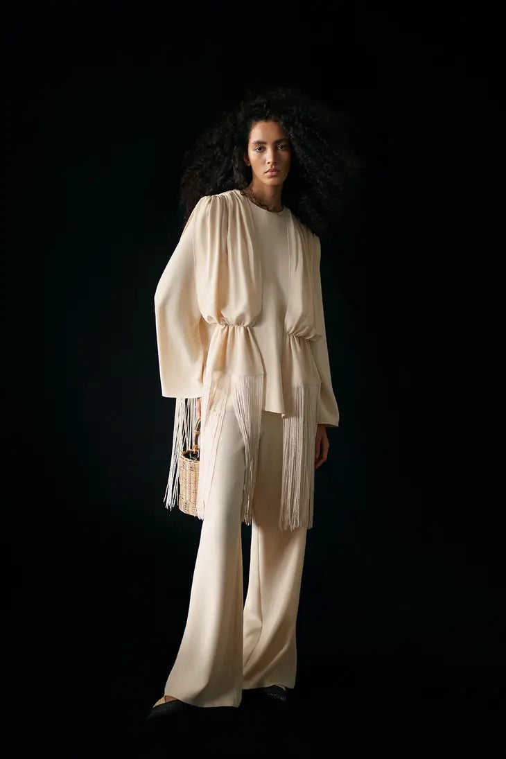 Fringe Detailed Tunic Trousers Set - Cream (sold separately)