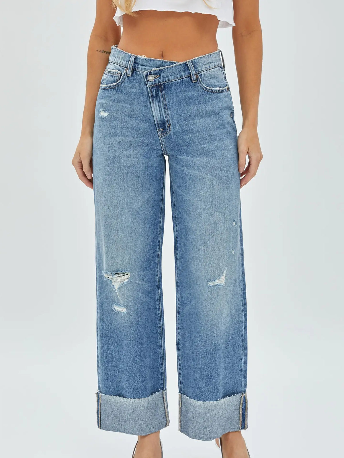 Logan Crossover Waistband Cuffed Dad Jean