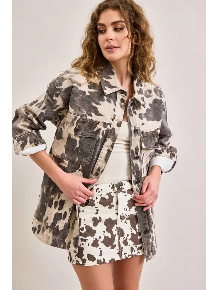 Cow Print Oversized Shacket
