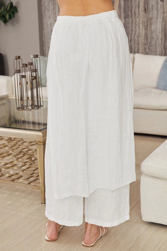 Chiara White Linen Pant
