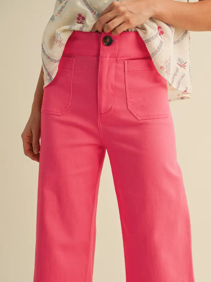 Cindy Cropped Wide Leg Pants - Berry Pink
