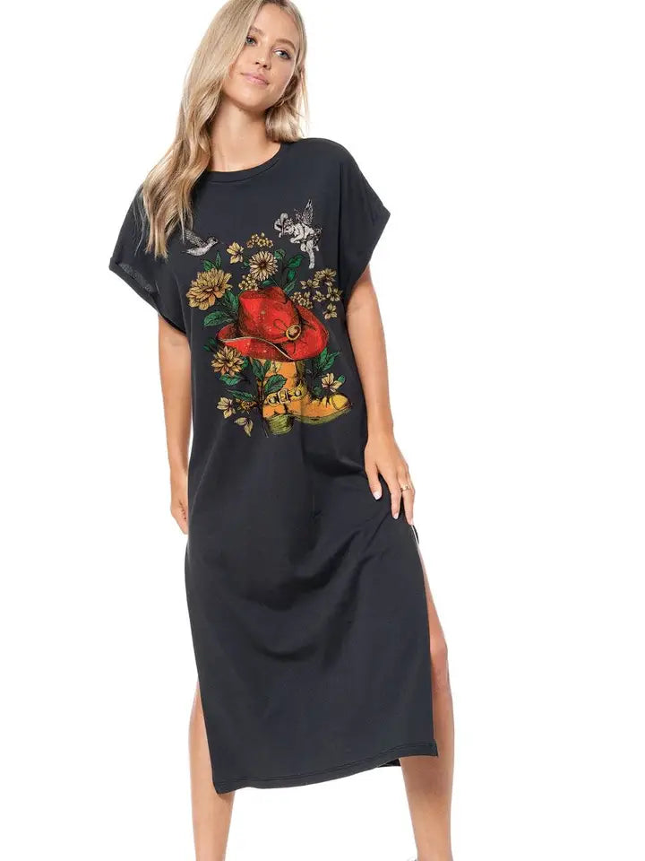 Cowboy Boots Graphic Maxi Dress