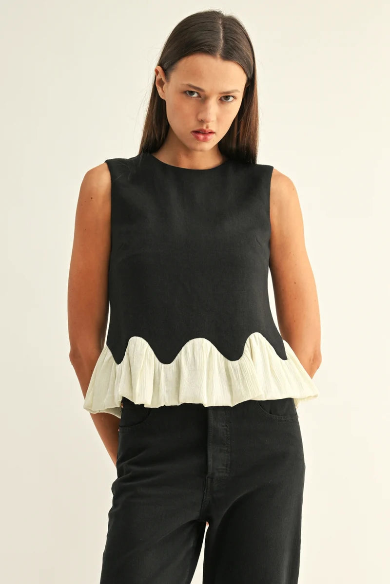 Adriana Bubble Hem Sleeveless Top