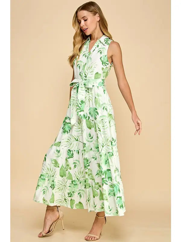 Lana Palm Leaves Midi Dress