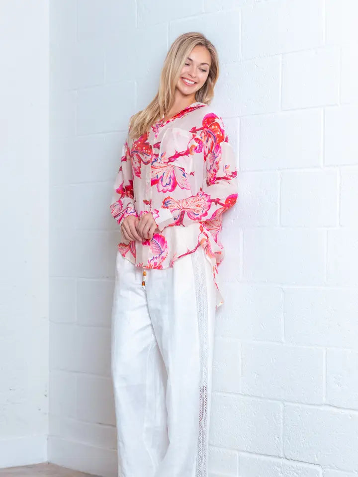 Jasmine Botanical Button Up Top