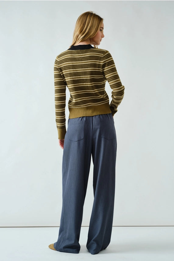 Veronika Striped Polo Sweater