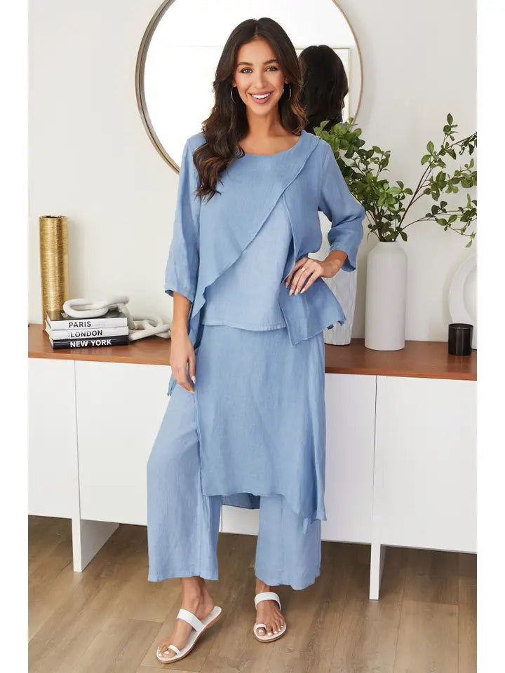Chiara Blue Linen Pant