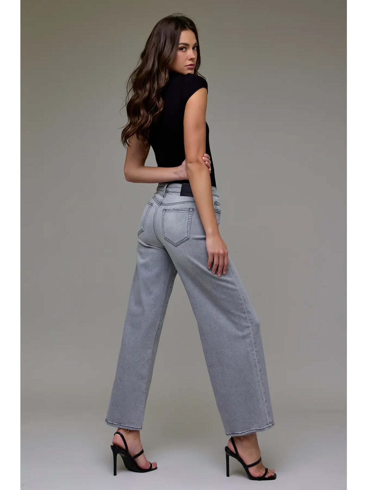 Mid Rise Nori Extra Wide Leg - Light Grey