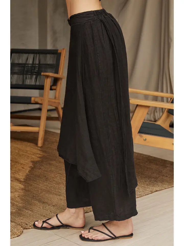 Chiara Black Linen Pant