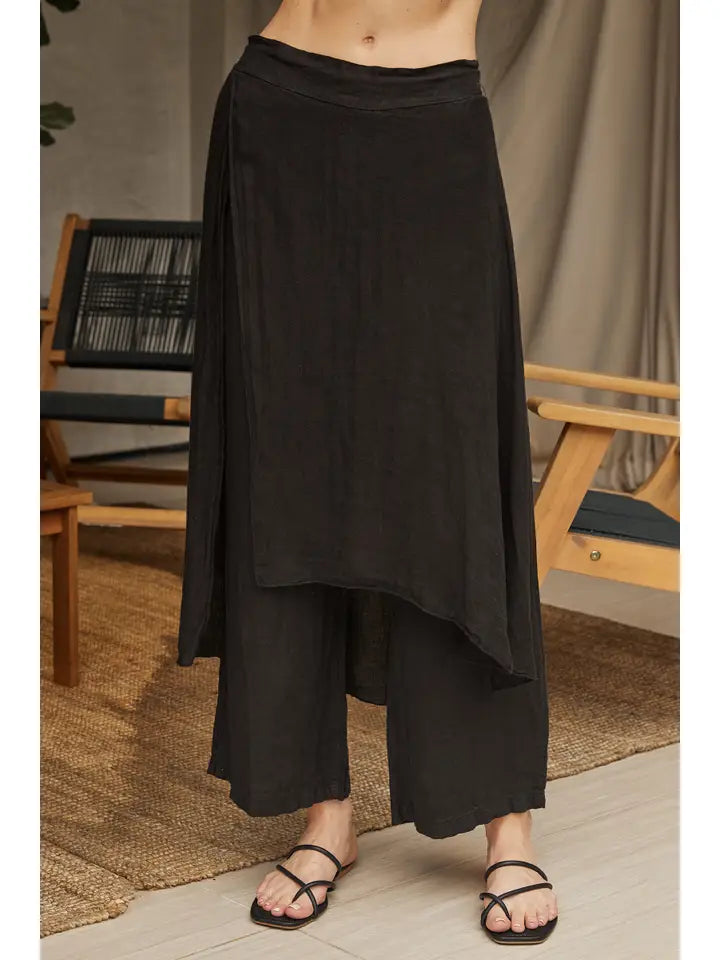 Chiara Black Linen Pant