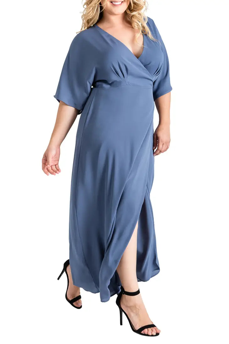 Kimono Maxi Dress - Blue - Curve