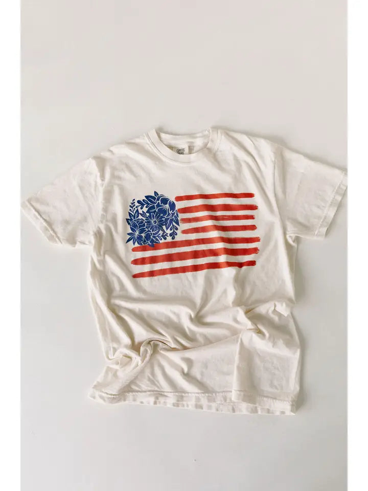 Floral American Flag Graphic Tee