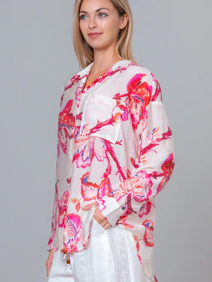 Jasmine Botanical Button Up Top