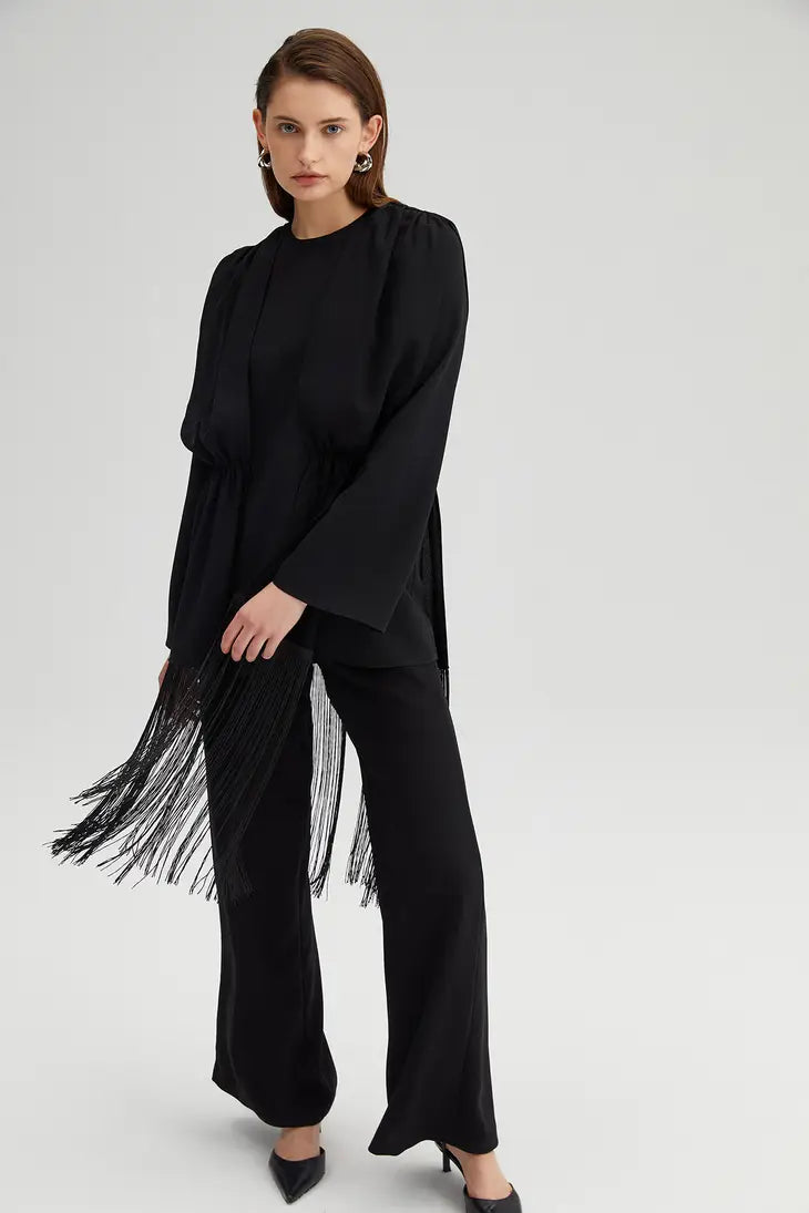 Fringe Detailed Tunic Trousers Set - Black (sold separately)