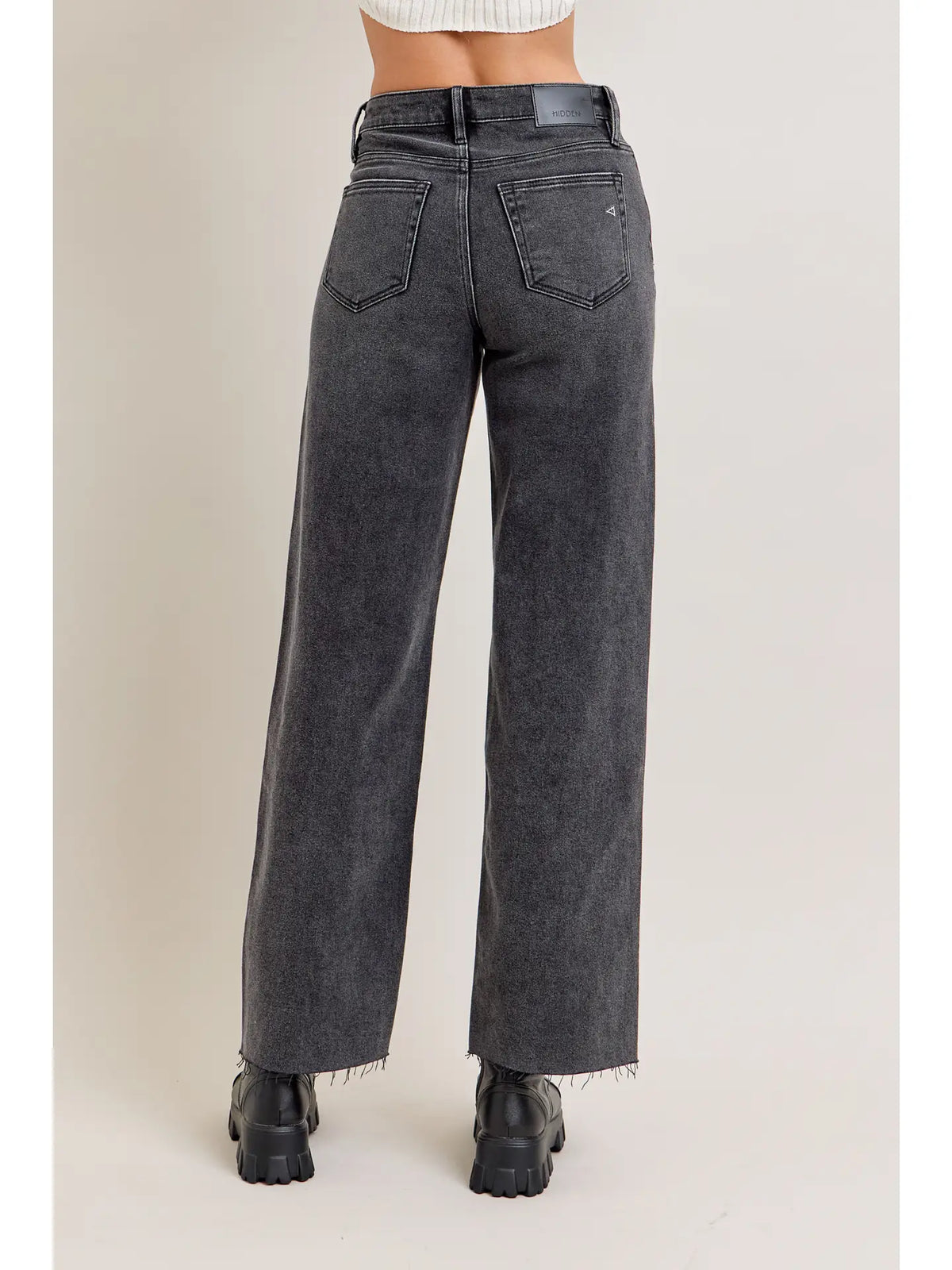 High Rise Logan Dad Basic Jeans - Dark Grey