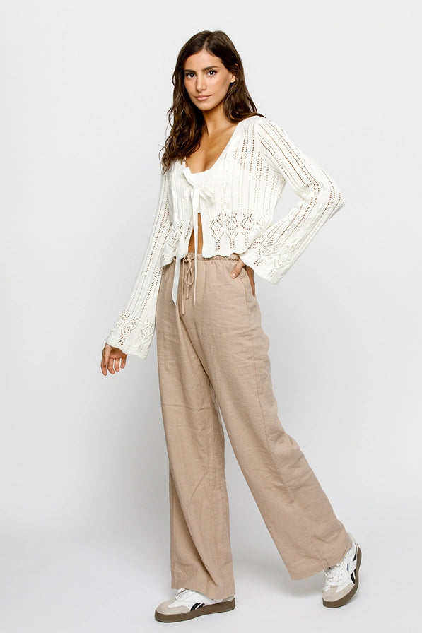 Elvie Laced Ribbon Cardigan - White