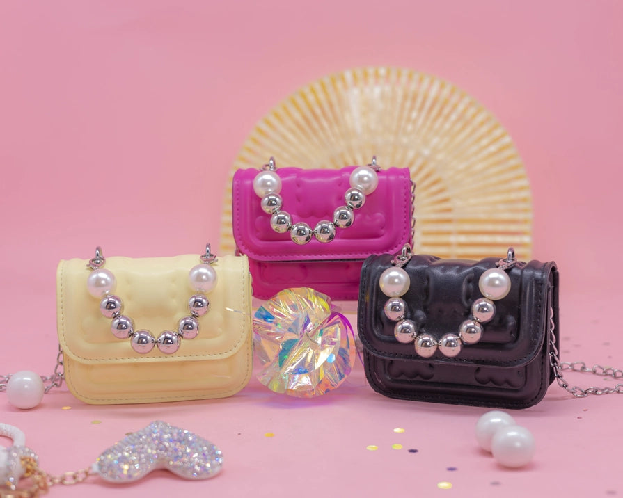Luna Mini Pearl Crossbody Bag - Black