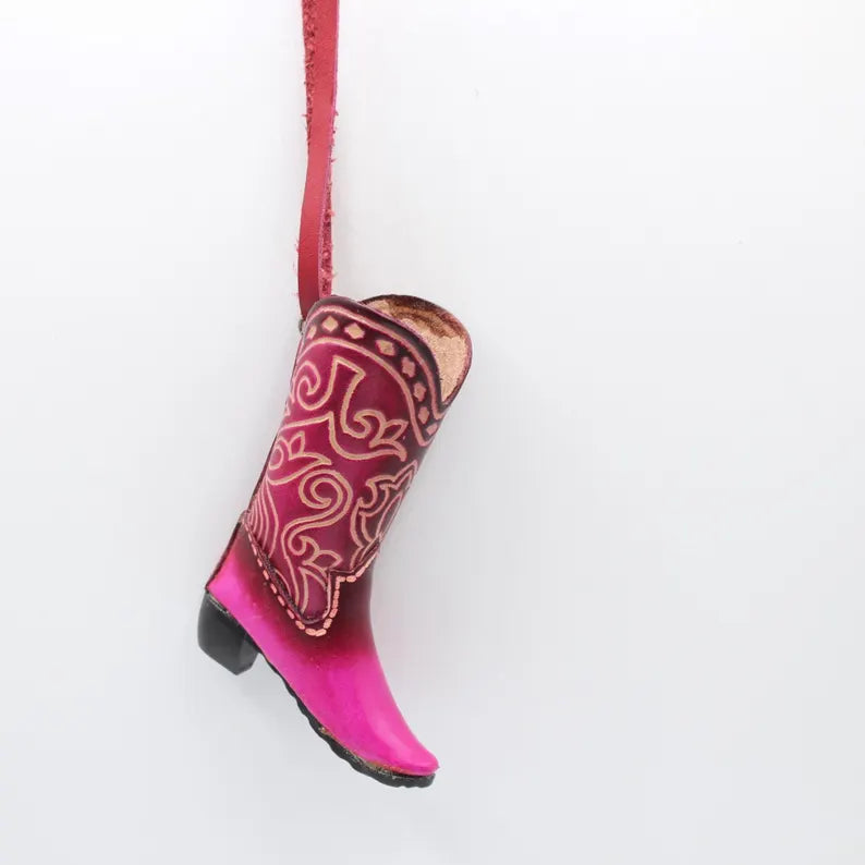 Leather Cowboy Boots Ornament Purse Charm