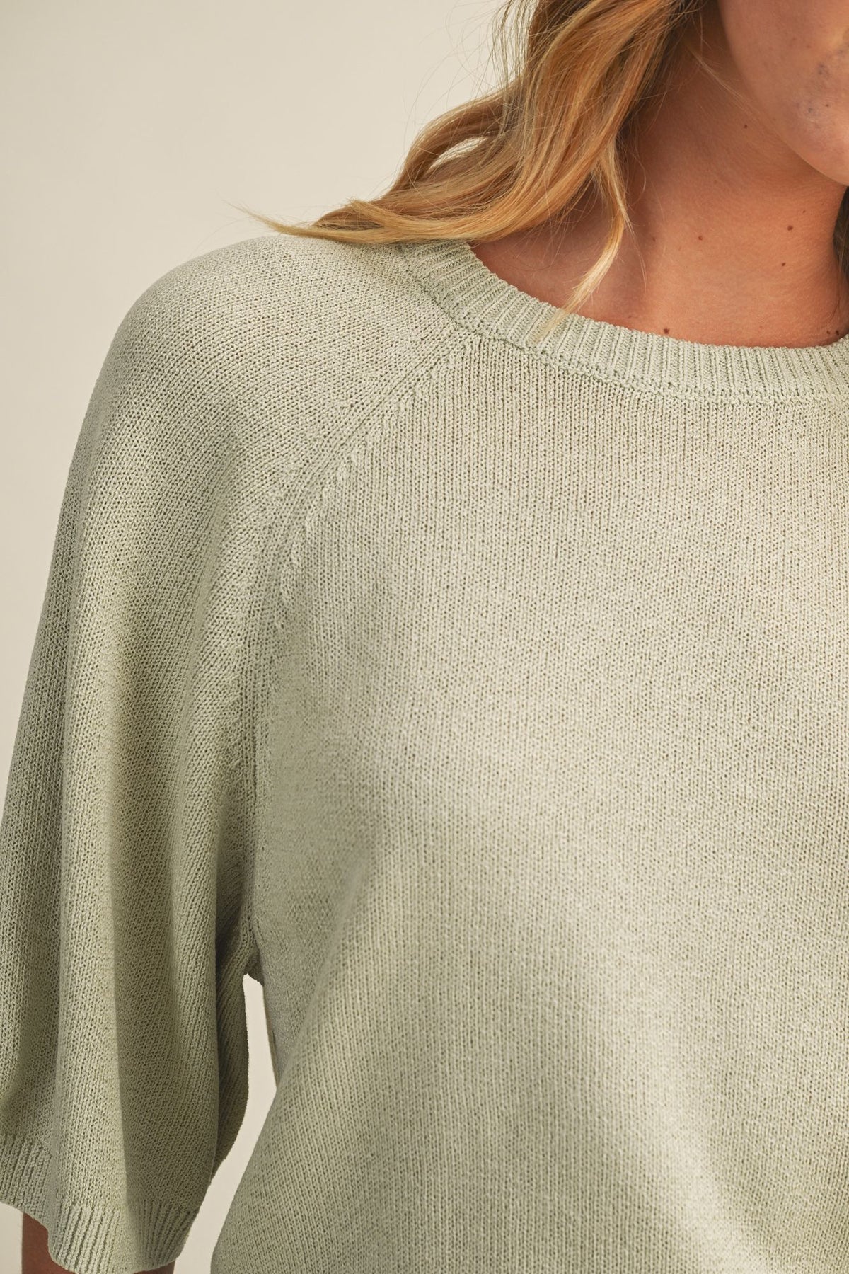 Amy Raglan Short Sleeve Sweater - Sage