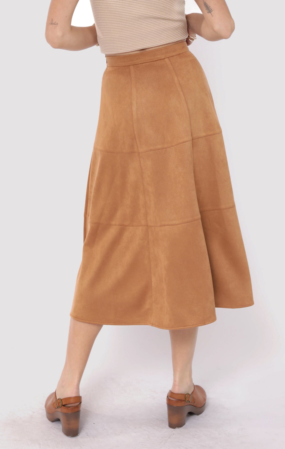 Emberlyn Suede Exposed Stitch Skirt