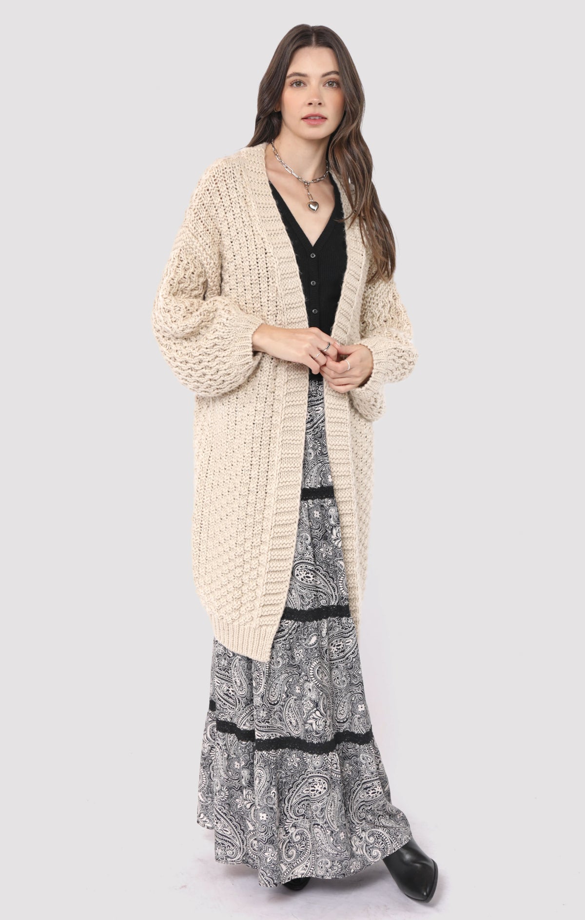 Heather Chunky Knit Cardigan