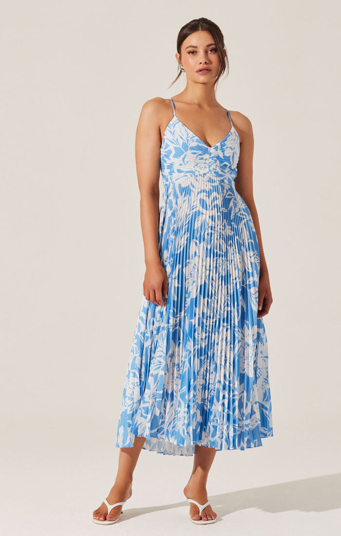 Blythe Blue Floral Midi Dress